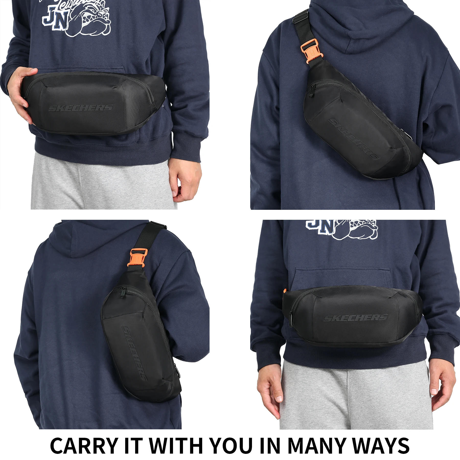 SKECHERS Waist Bag for Men Women Sport Fitness Fanny Pack for Running Hiking Durable Lightweight Fanny Bag for Outdoor Sports