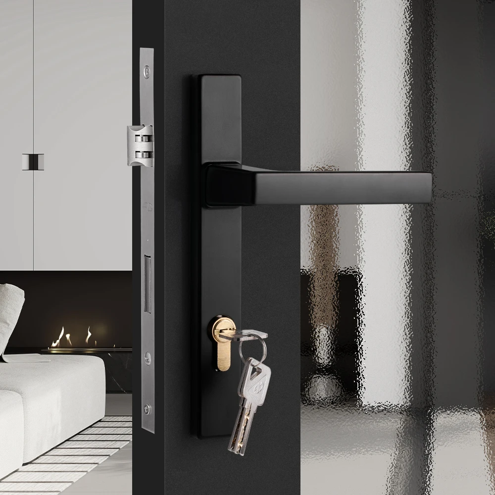 

Black Door Handle Broken bridge Aluminum Door Lock for Balcony Glass Aluminum Door