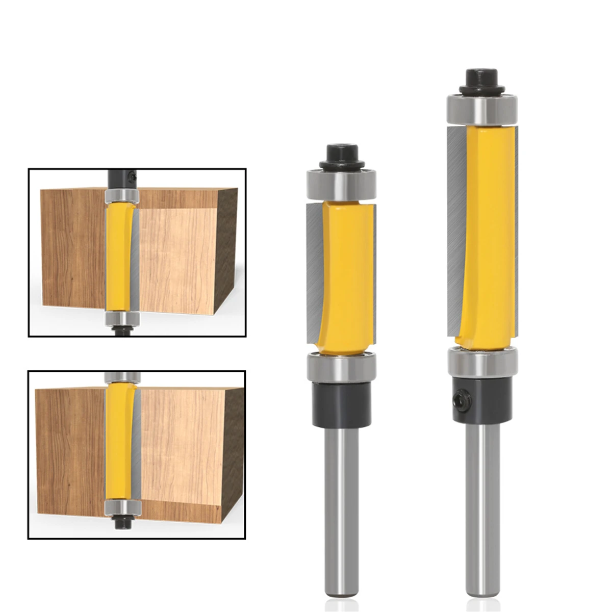 

8mm shank 1/4" 1/2" 12mm 6mm Double Bearing Straight Trim Router Bit Trimming Knife Milling Cutter Carbide Flush Woodworking