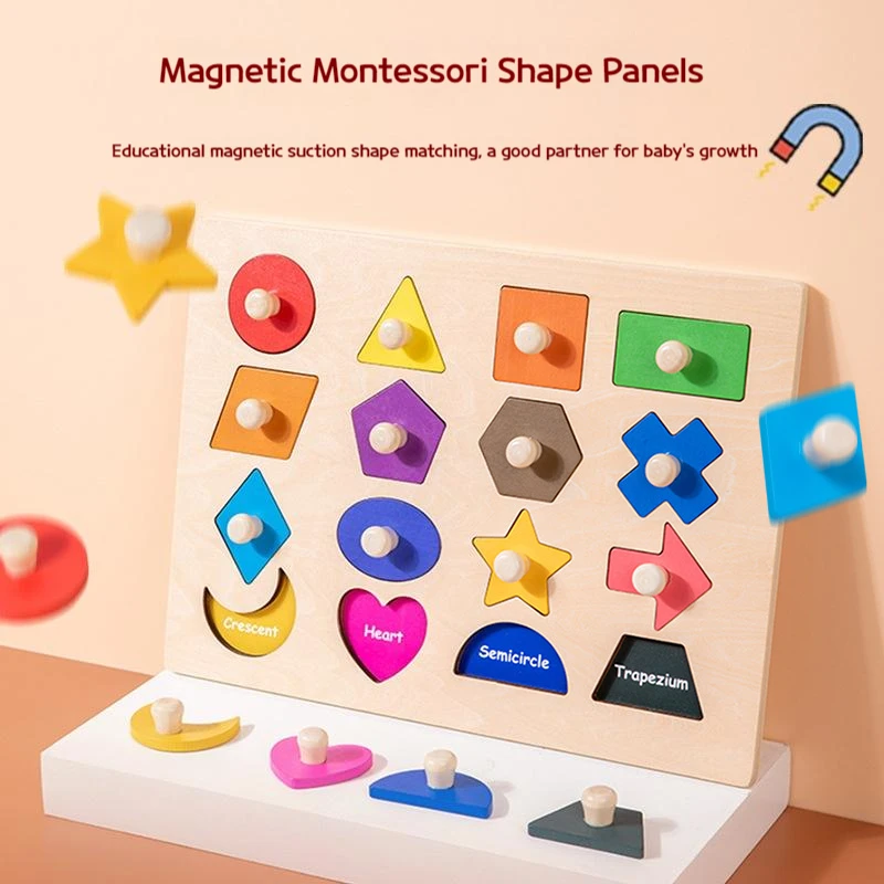 

New Montessori Toy Wooden Grasp Board Geometric Shape Educational Color Sorting Math Puzzle Preschool Learning Game Baby Kid Toy