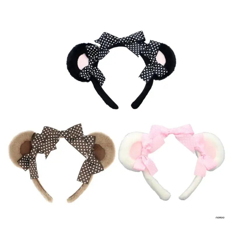 

Bowknot Decorative Headband Bear Ear Shape Headband Cute Hairband for Women