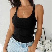 summer o neck knit vest top sleeveless women sexy basic camisole t shirt white off shoulder ribbed black tank top casual