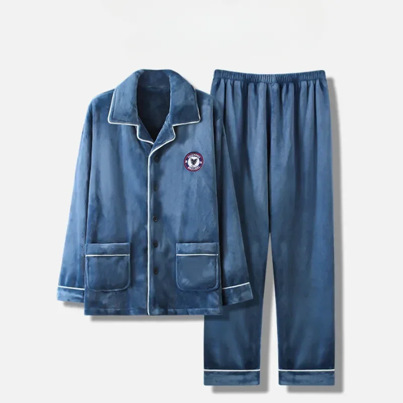 

Мужская пижама, бархатная фланелевая теплая утолщенная новая Коралловая 2023 большого размера, однотонная мужская Осенняя Пижама