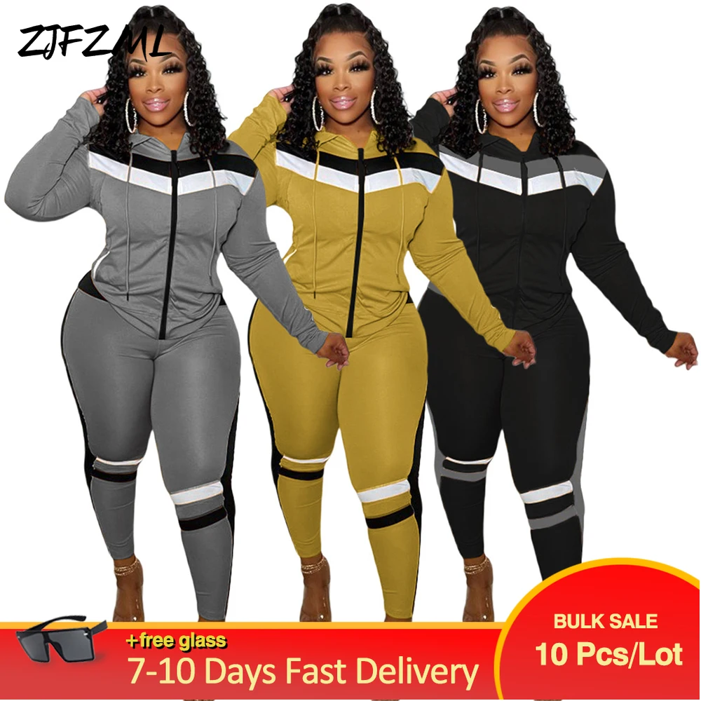 

Bulk Items Wholesale Lots Active Wear Sporty Women Sets Harajuku Casual Zipper Full Sleeve Hooded Coat+fitness Workout Sweatpant