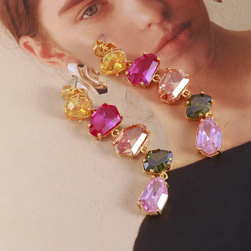 Модные роскошные модные блестящие серьги неправильного геометрического цвета с