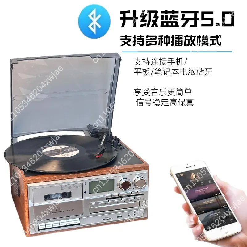 Фото Винтажный проигрыватель 3-в-1 с Bluetooth 5.0, CD и кассетным плеером, AM/FM-радио, USB-кодированием и Hi-Fi стереосистемой №5