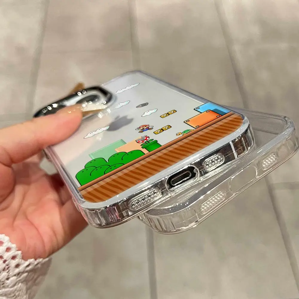 Фото Прозрачный чехол Super M-Marios B-Bros с гальваническим покрытием для iPhone 17 Air, 16 E, 15, 14 Plus, 13, 12 Mini, 11 Pro HYBXAXC №4