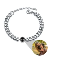 custom projection photo bracelet circle pendant personality souvenirs bracelet memorial jewelry holiday couples boyfriens gifts