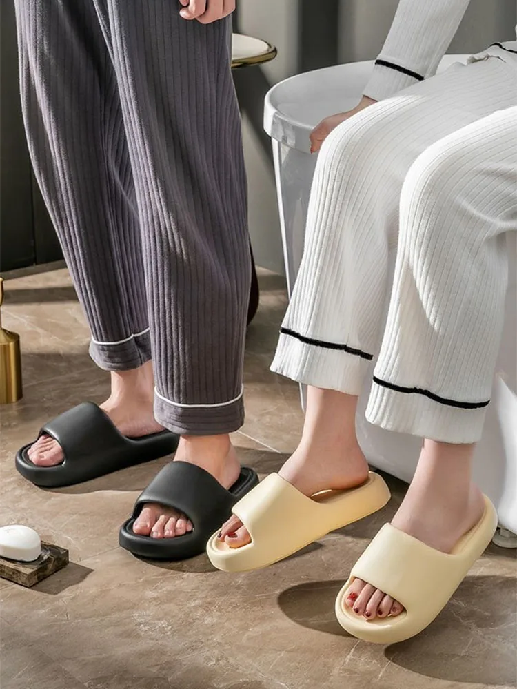 Home Thick Bottom Super Soft Slippers Female Bathroom Bathing Non-slip Anti-odor External Wear Macaron EVA Sandals Summer