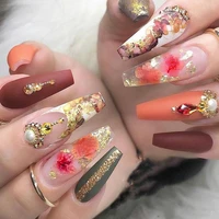 24 piecesbox hot sale new peach blossom multi diamond scrub wearable short ultra thin fake nails press removable finished nails