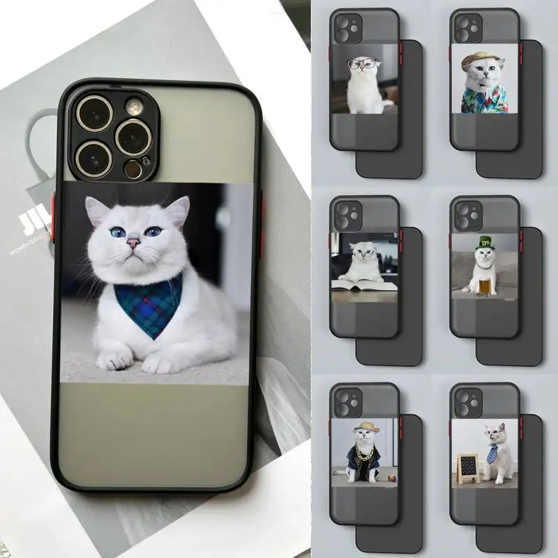 Cool Fashion Cat for iphone 7 8 plus x xs xr 11 12 13 mini Pro max Soft Silicon Matte Hard Cover