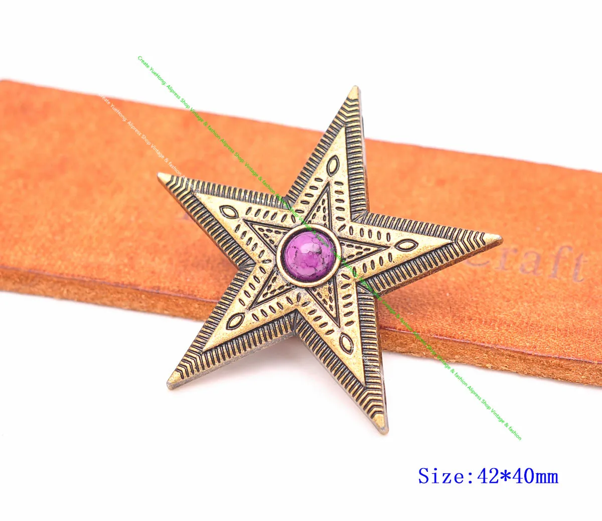 

10Pc/set Big Western Texas Antique Brass Luckly Star Leathercraft Belt Jewellery Making Accessories Purple Bead Concho Screwback