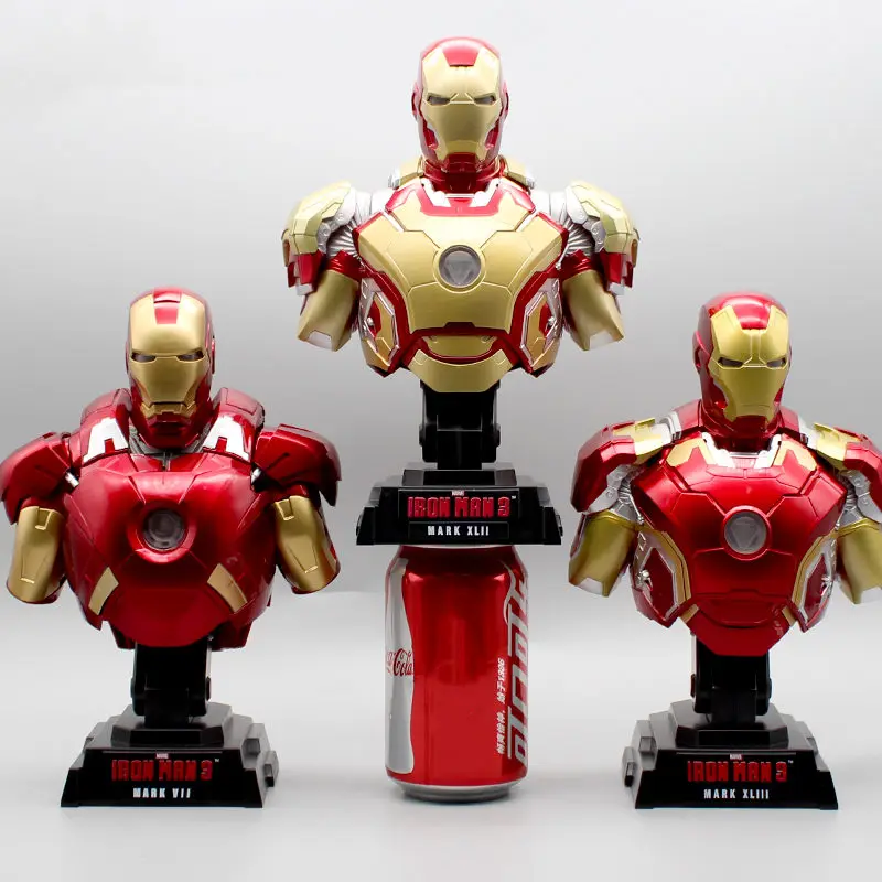 

Superhero 23cm Iron hero Mark MK7 MK42 MK43 1/4 Head bust Portrait With LED Light Action Figure PVC statue Collectible Model toy