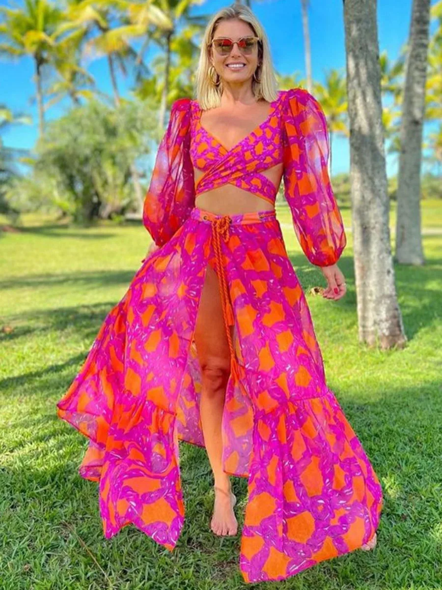 

Бикини с высокой талией 2023, женский купальник с принтом, женский купальник, купальный костюм, Мягкий купальник пуш-ап с рюшами, Женский комплект бикини