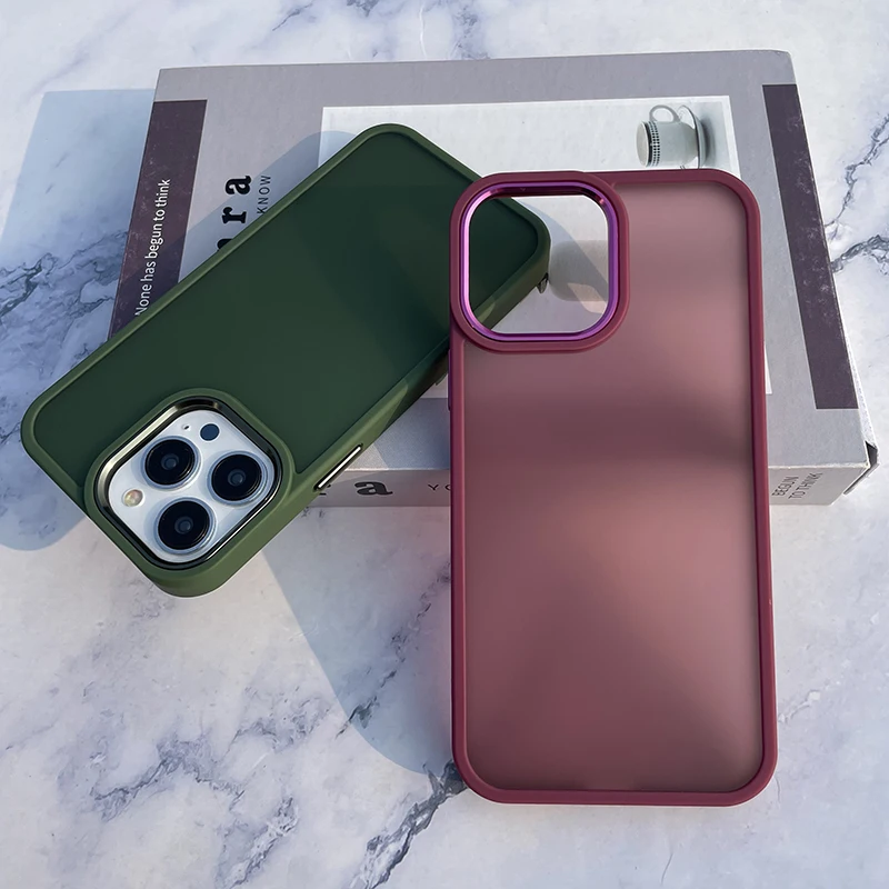 

Transparent Wine red Shockproof Matte Case For iPhone 14Promax 11 13Promax 14Pro 14 11Promax 12 12Pro 13 13Pro 12Promax 11Pro