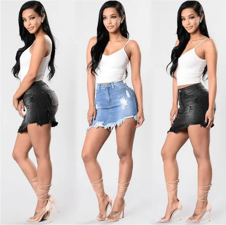

2022 Women 'S New Denim Skirt Summer New Sexy Package Hip Mill White, Worn Skirt Denim Skirt Midi Skirt Y2k Skirt Gothic Skirt