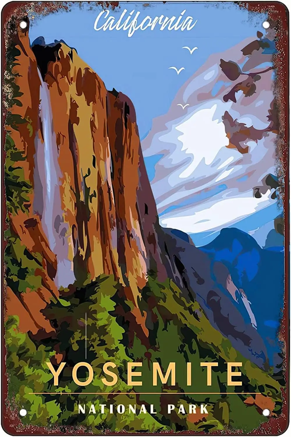 Забавный лист Metl Sgn в стиле ретро Sgns Tn Yosemte Ntonl Prk Clforn Outdoor Home Wll Decorton Sze8 X 12