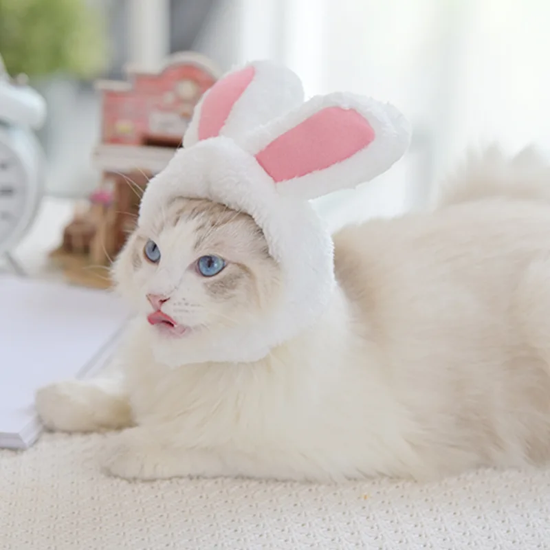 

New Funny Pet Dog Cat Cap Costume Warm Rabbit Hat New Year Party Christmas Cosplay Props PhotoProp Kitten Headwear Supplies