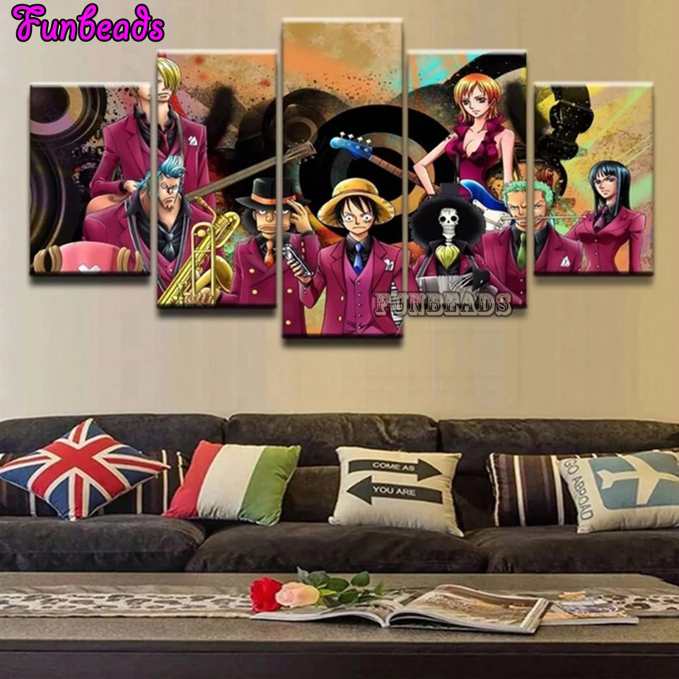 

5 pieces animation diamond painting cross stitch Luffy Zorro Ace Diamond painting wall Art Picture living room home decor TT7457