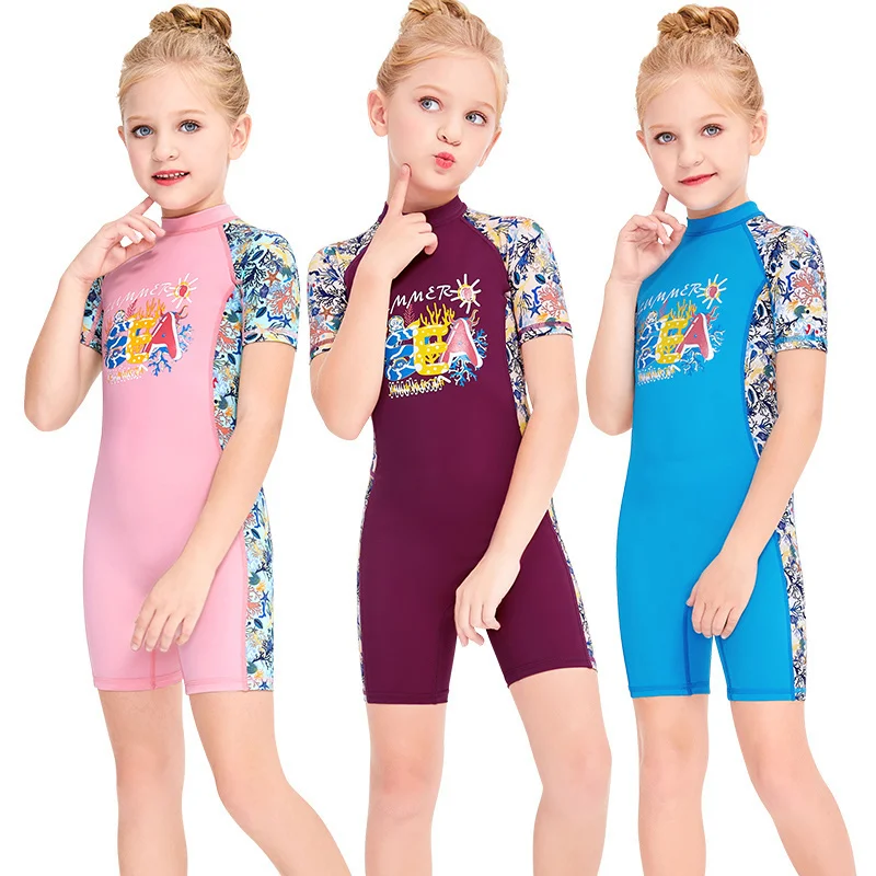 

Женские пляжные купальники для серфинга, короткие слитные купальники, детские спортивные боди с защитой от сыпи, тонкие гидрокостюмы с Меду...