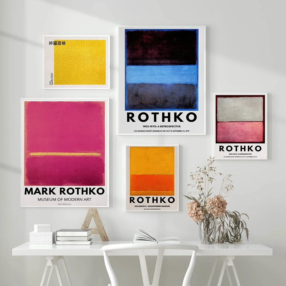

Mark Rothko Exhibition Poster Blue Yellow VintageCanvas Painting Art Print Abstract Wall Picture For Living Room Home Decor