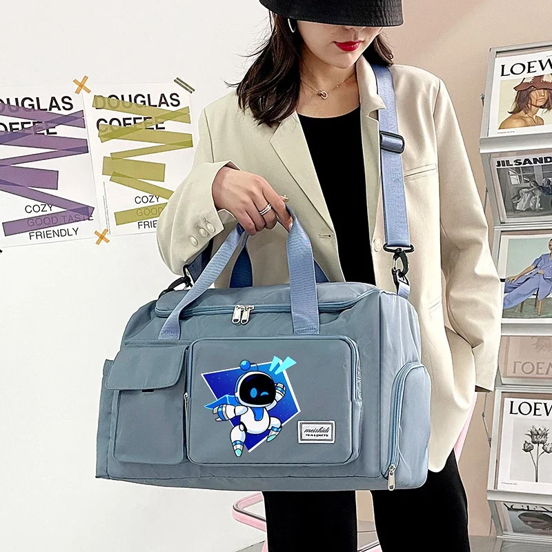 Фото Дорожная сумка AstroBoted с мультяшным принтом, портативная, через плечо, в игровом стиле, большая вместимость, для спортзала, с отделением для обуви, подарки №1