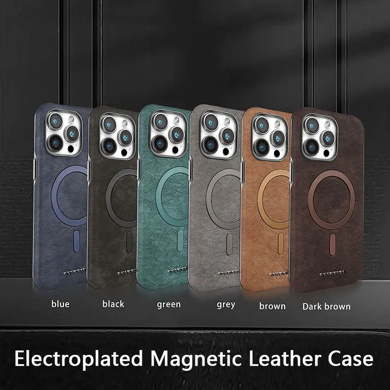 Магнитный кожаный чехол для телефона Iphone 13 14 15 16 Pro Max Plus роскошный деловой Magsafe IPHON