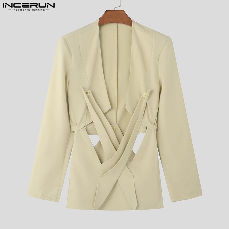 INCERUN мужской повседневный однотонный свободный пиджак 2024 красивые простые