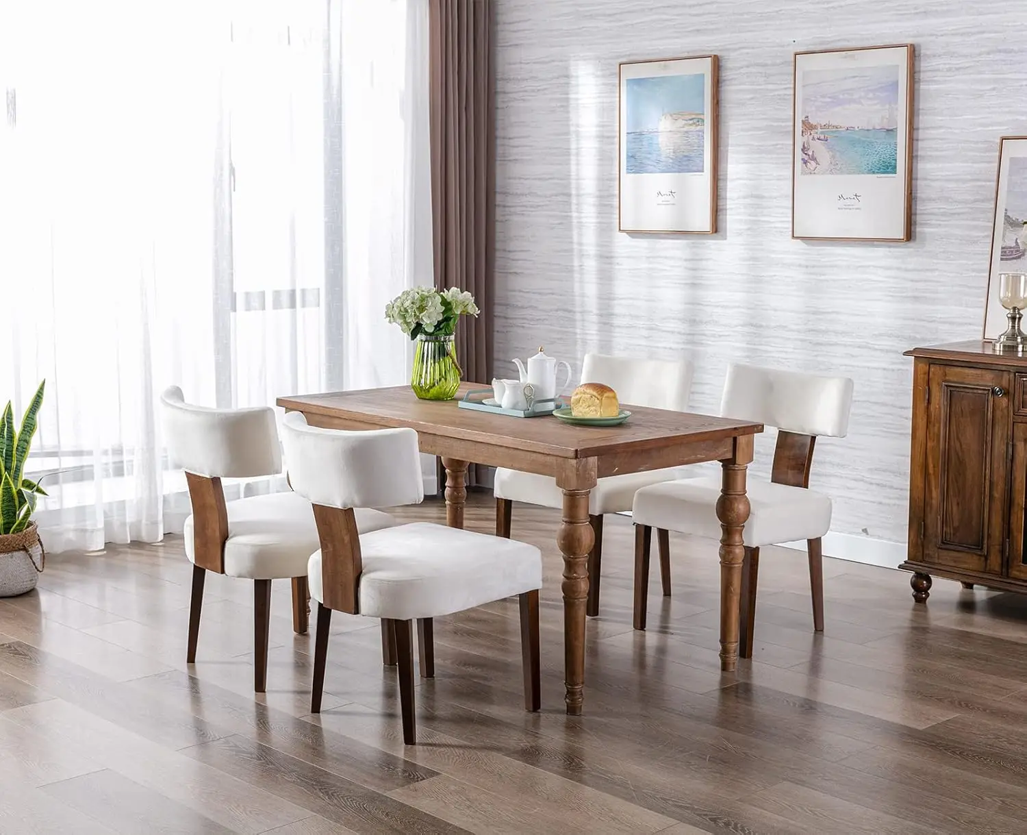 Мягкие обеденные стулья для фермерского дома набор из 4-х современных стульев