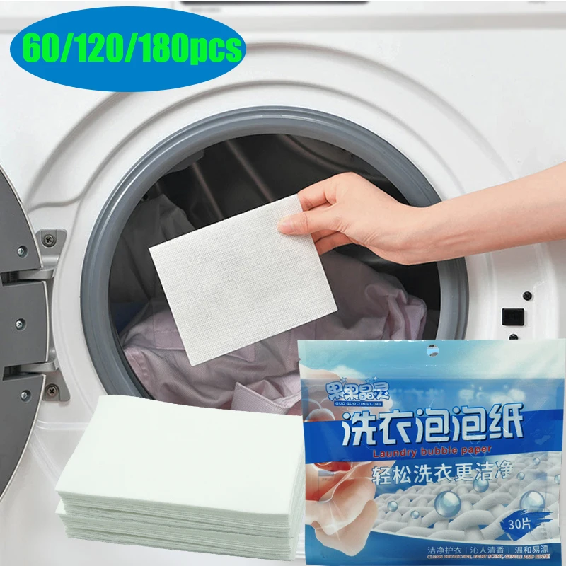 

Laundry Detergent Strong Cleaning Decontamination Sheet 180pcs Laundry Laundry Clothes Underwear Detergent Bubble Paper Tablets