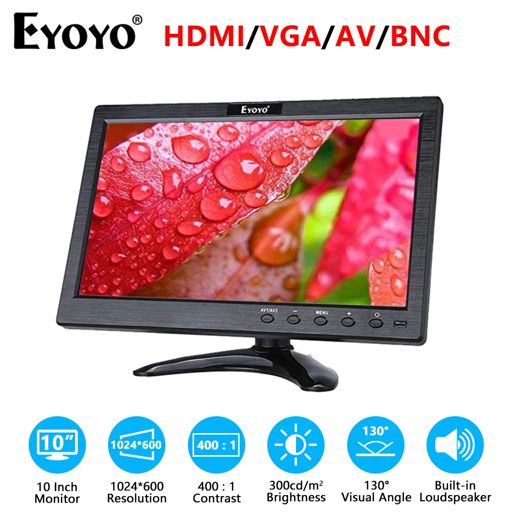 

Новый 10-дюймовый монитор Eyoyo Hdmi Lcd-scherm с подставкой для видеонаблюдения Av Vga Bnc Video-G Voor Cctv Dvd Dvr Small Tv Met