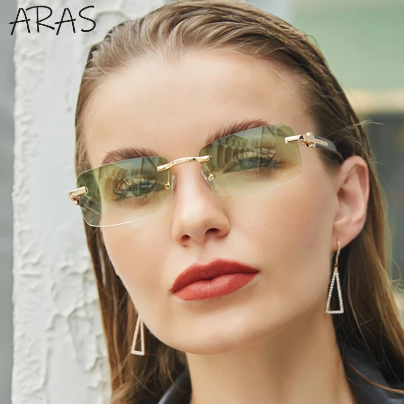 

Retro Rimless Sunglasses Women Fashion Small Rectangle Luxury Brand Designer Sun Glasses Men Shades Vintage Frameless Sunglass