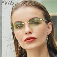 retro rimless sunglasses women fashion small rectangle luxury brand designer sun glasses men shades vintage frameless sunglass
