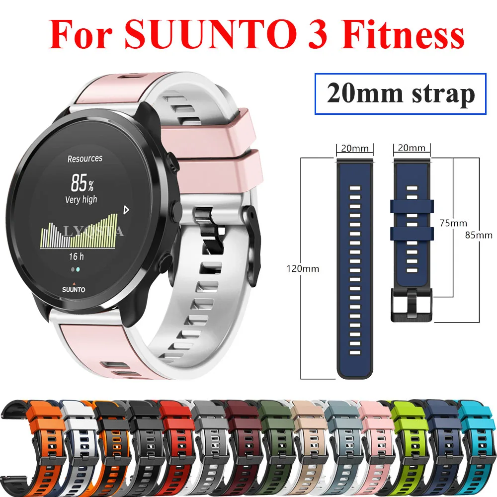 

20mm Compatible for SUUNTO 3 Fitness Silicone Wriststrap Sport Replacement Wristband Straps Smart Watchband Suunto3 Belt Correa