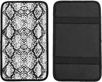 auto center console pad snakeskin in black and white print universal fit soft comfort car armrest cover fit for most sedans s