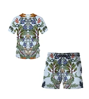 2022 new mens sets 3d creative big pink flowers fashion 3d print sports round neck bottoming t shirt shorts suit dropshiping