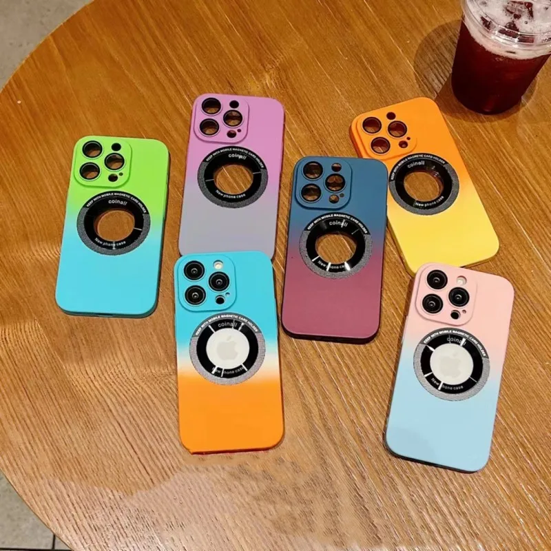 

Suitable For Iphone14pro Two-Color Magnetic Mobile Phone Case 13promax Lens Film For Apple 12/11 Matte Pc Protective Case