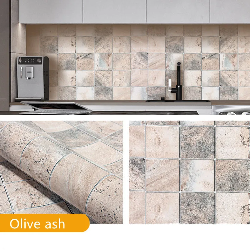 

Waterproof Oil Flooding The Bathroom Wallpaper Kitchen Ceramic Tile Adhesive Vinyl Stickers Household Adornment Wall