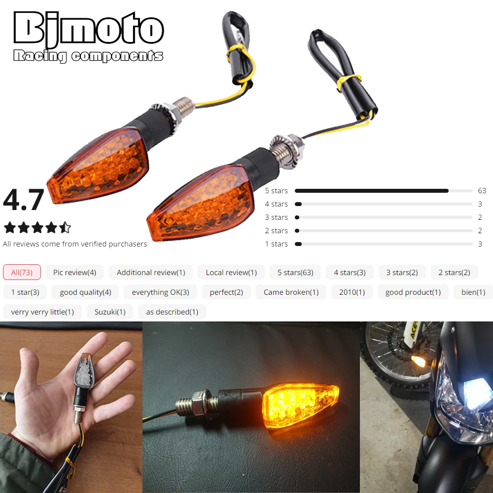 

2PCS Motorcycle LED Turn Signal Light Motorcross Short Indicator Blinker Side Lights For Yamaha Kawasaki Honda Suzuki Motorbikes