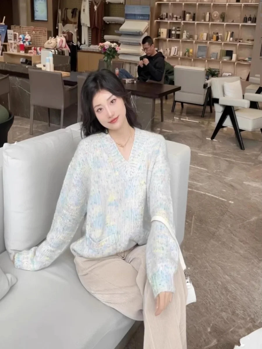 Girdear с белым воротником новый бренд 2024 осень и зима однотонный свободный флисовый