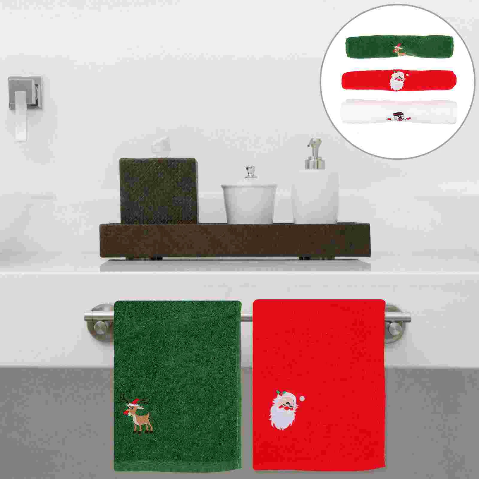 

Towels Christmas Towel Tea Hand Kitchen Cotton Embroidered Dishwashcloths Festivel Set Party Bathroom Clearance Gift