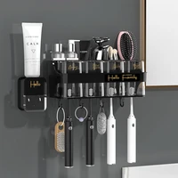 light luxury toothbrush holder free punch mouthwash brushing cup wall mounted rack toothpaste squeezer set bathroom accessories