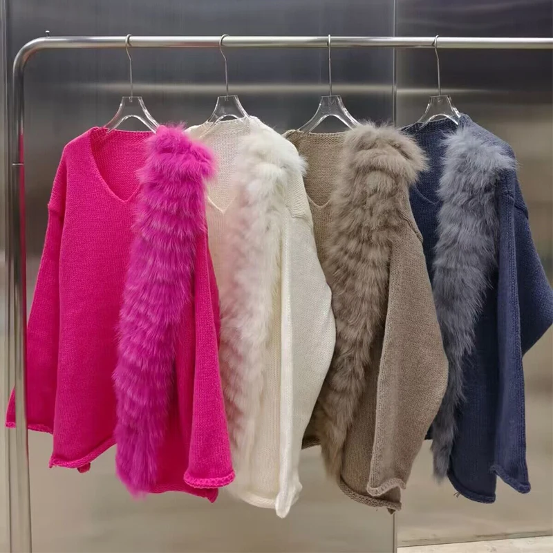 Натуральный мех модная классическая женская объемная лиса с длинным рукавом 7211