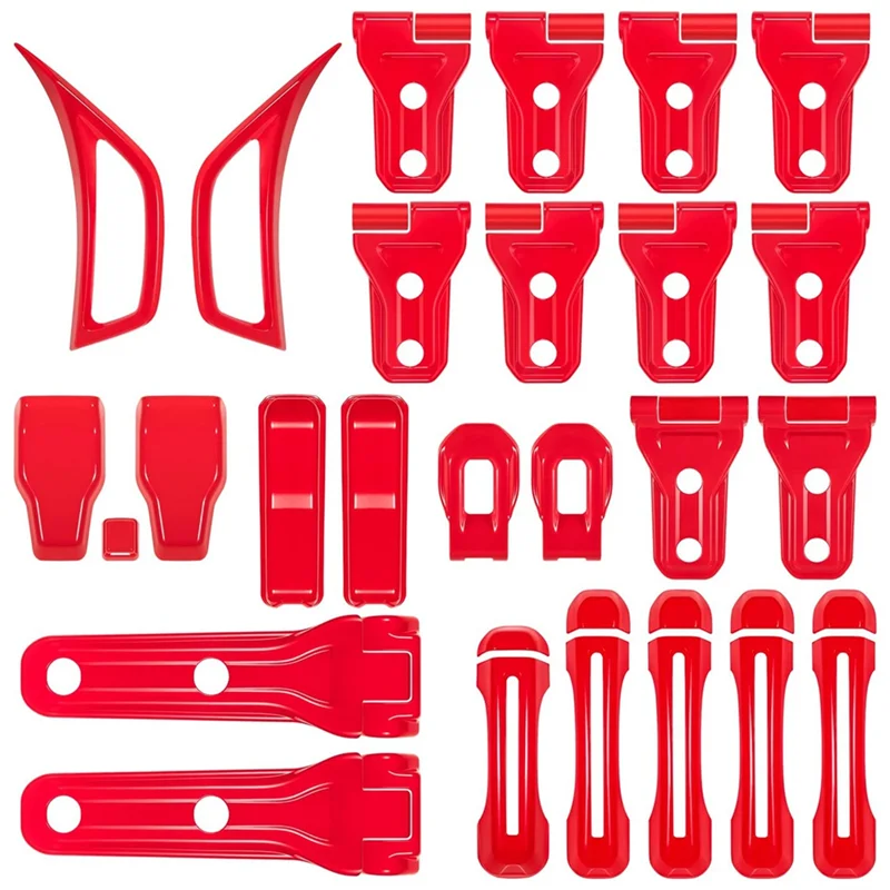 

Full Set Exterior Decoration Trim for Jeep Wrangler JL JLU 2018-2022 Door Hinge Handle Engine Hood Hinge, Red 26PCS