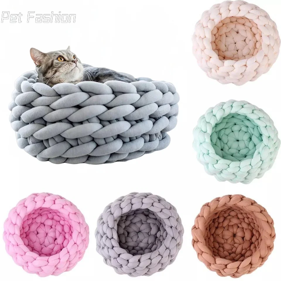 

Cat House Cushion Soft Long Plush Warm Pet Mat Cute Kennel Cat Sleeping Basket Bed Round Fluffy Comfortable Touch Pet Products