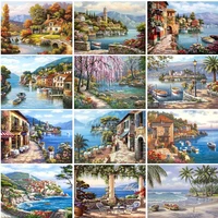 ruopoty painting by number scenery kit hand painted diy frame oil painting unique gift for home decor 50x65cm