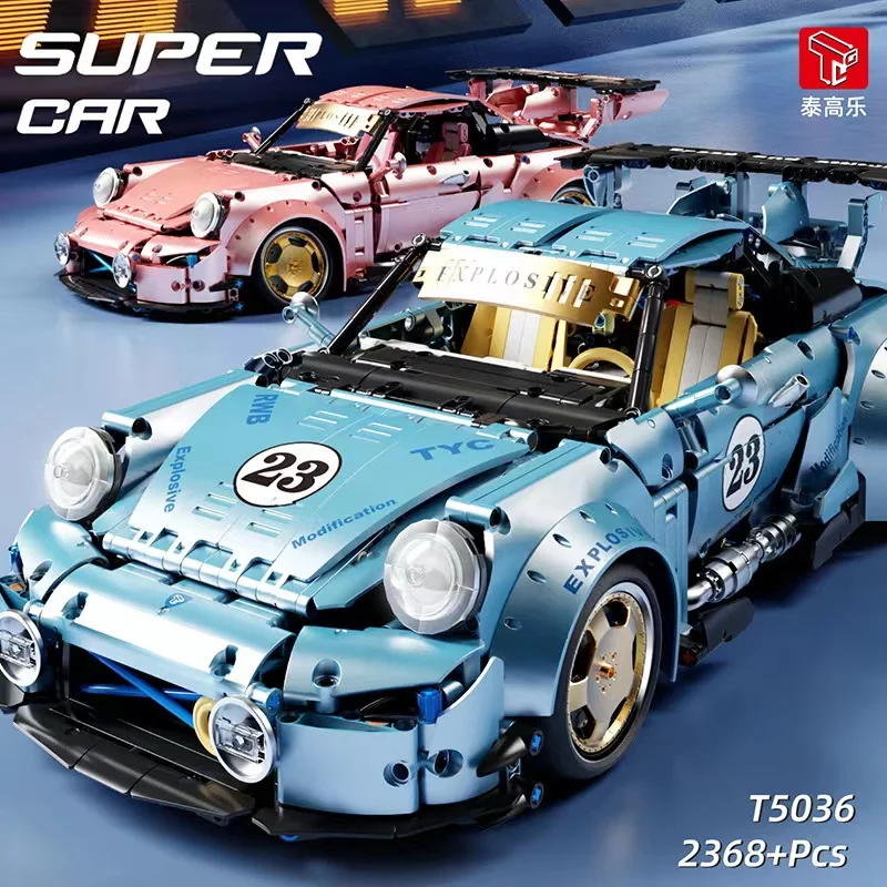 

The Blue RWBED 1:10 MOC Super Fast Racing Sport Car T5036 Model Building Blocks Brick Set Furious Gift Toy For Boys