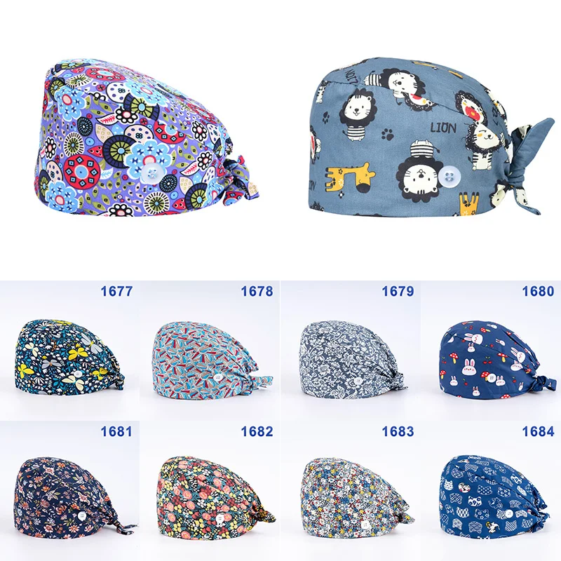 

Хирургическая шапка Baotou с принтом, регулируемая эластичная шапка для медсестры, 2022