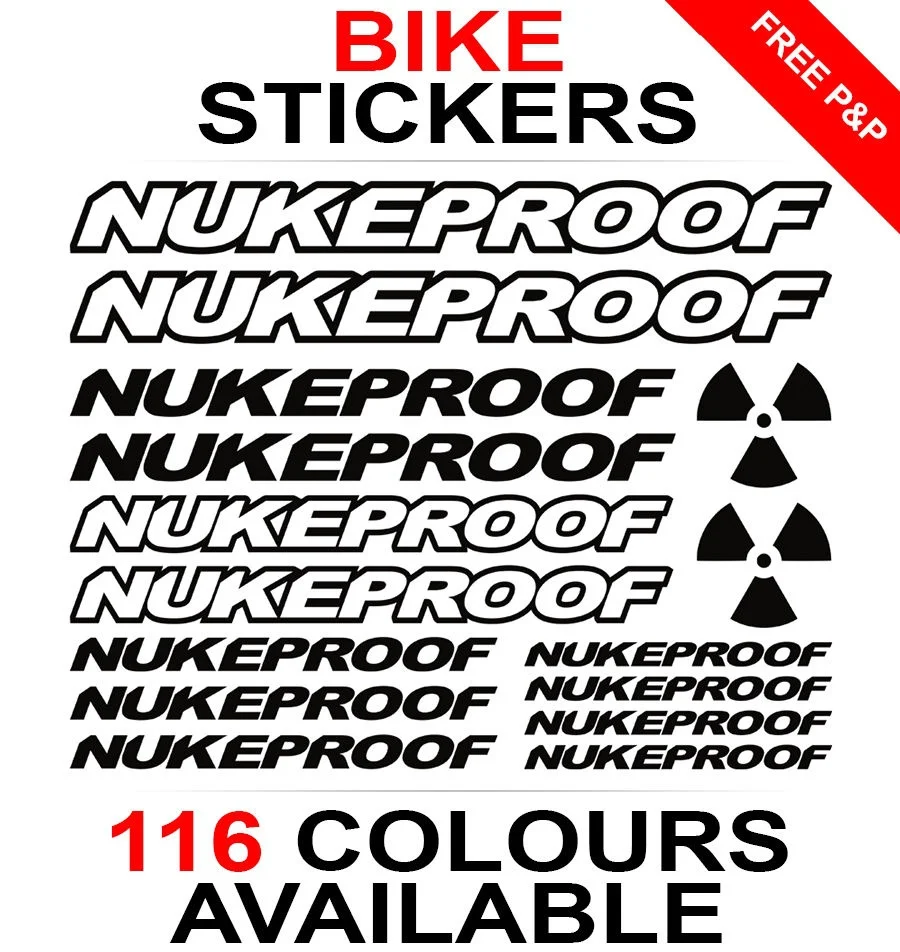 

For 1Set Nukeproof decals stickers sheet (cycling, mtb, bmx, road, bike) die-cut Car Styling