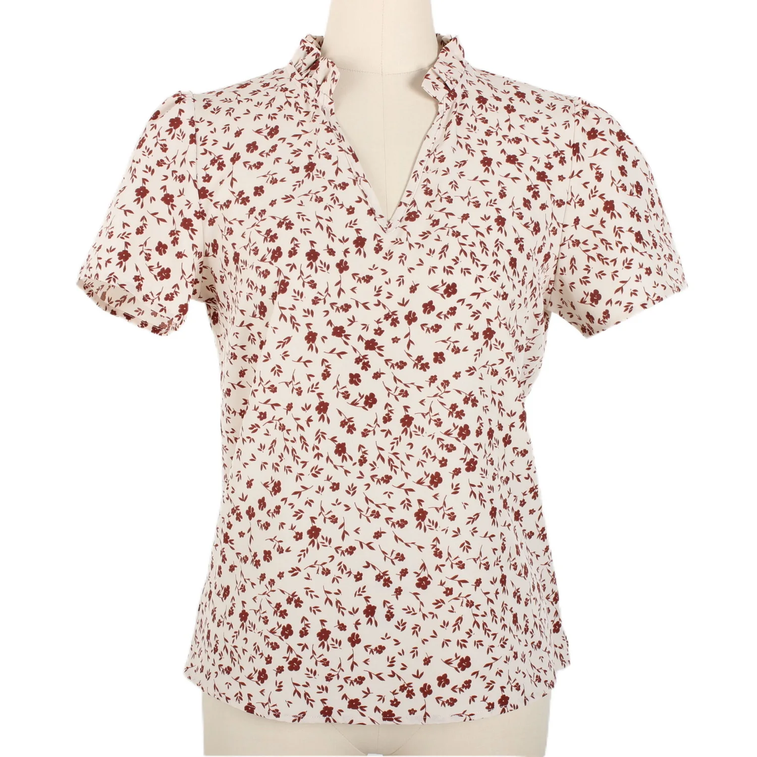 

Летняя модная женская юбка с цветочным принтом и ложным воротником